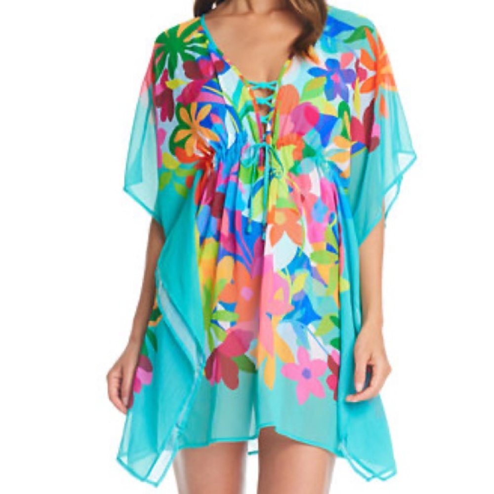 BLEU BY ROD BEATTIE • Away We Go Floral Cover-Up Caftan • Women’s Small NWT 🌺✨